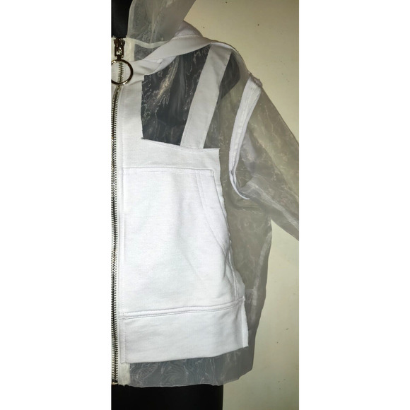 Fashion Nova White Muse Hoodie Sz S Sheer Boxy Jacket Space Futuristic New NWT S - Picture 9 of 16